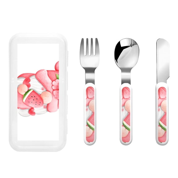 Kdxio Watercolor Tropical Gnomes Toddler Utensils Set - Kids Silverware Set, Set Kids Utensils Set with Case for Preschooler Children