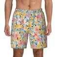 thumbnail image 1 of Kdxio Watercolor Wildflowers Print Men'S Swim Trunks With Compression Liner 7 Inch Inseam Quick Dry Swim Shorts, 1 of 7