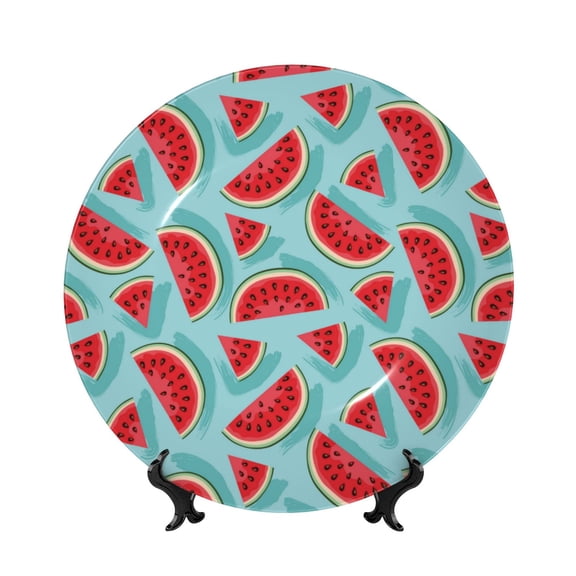 Kdxio Watermelon Bone China Decorative Plate Ceramic Decorative Plate for Home Office Wall Stand Decorative Plates for Home Bedroom-6in