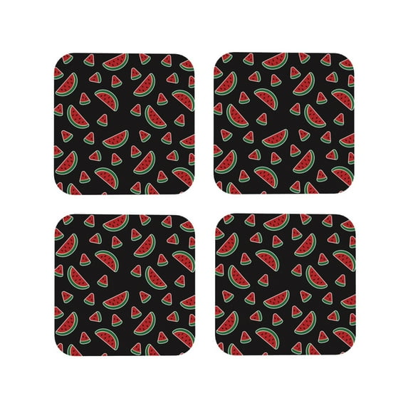 Kdxio Watermelon Funny Coasters,4 Pcs Leather Coasters,Housewarming Gifts,Protect Furniture from Water Marks Scratch and Damage