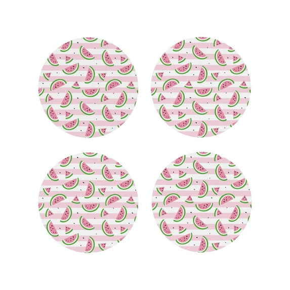 Kdxio Watermelon Funny Coasters,4 Pcs Leather Coasters,Housewarming Gifts,Protect Furniture from Water Marks Scratch and Damage