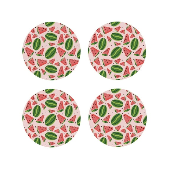 Kdxio Watermelon Funny Coasters,4 Pcs Leather Coasters,Housewarming Gifts,Protect Furniture from Water Marks Scratch and Damage
