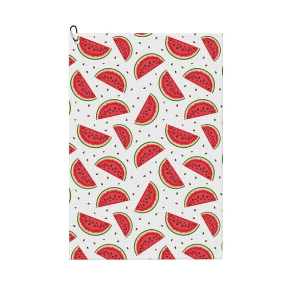 Kdxio Watermelon Pattern Golf Towel (24" X 16") with Carabiner Clip - The Convenient Golf Cleaning Towel