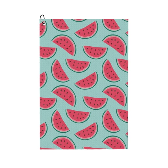 Kdxio Watermelon Pattern Golf Towel (24" X 16") with Carabiner Clip - The Convenient Golf Cleaning Towel