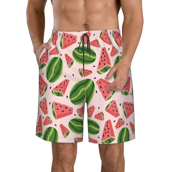 Kdxio Watermelon Pattern Mens Casual Shorts - Drawstring Summer Beach Sports Shorts for Men