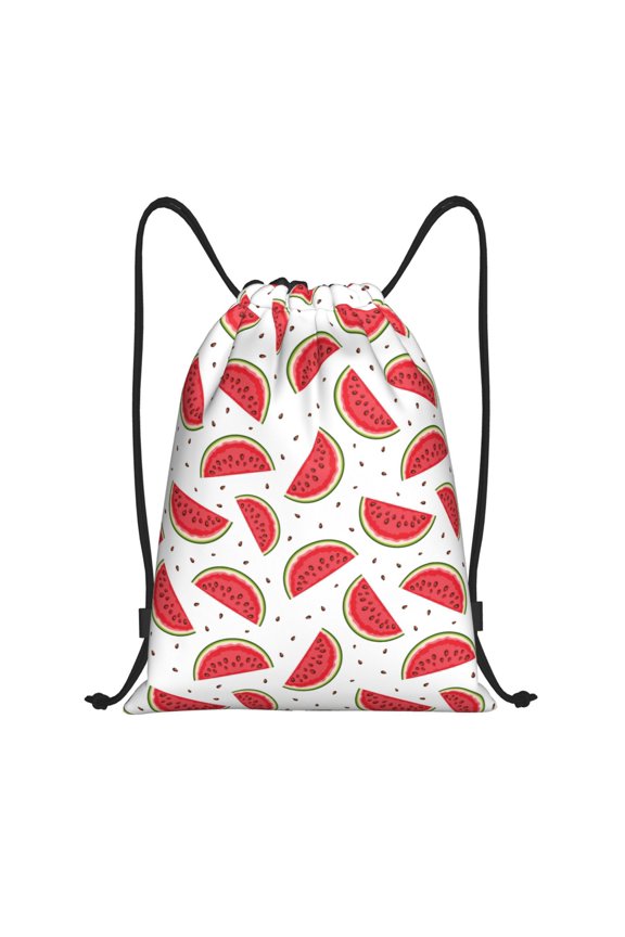 Watermelon Print Drawstring Backpack Bag,Waterproof Draw String Back Sack, Gym Drawstring Bags Swim Bag For Unisex