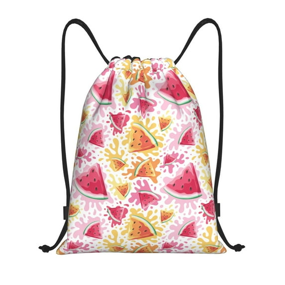 Kdxio Watermelon Print Drawstring Backpack Bag,Waterproof Draw String Back Sack, Gym Drawstring Bags Swim Bag For Unisex