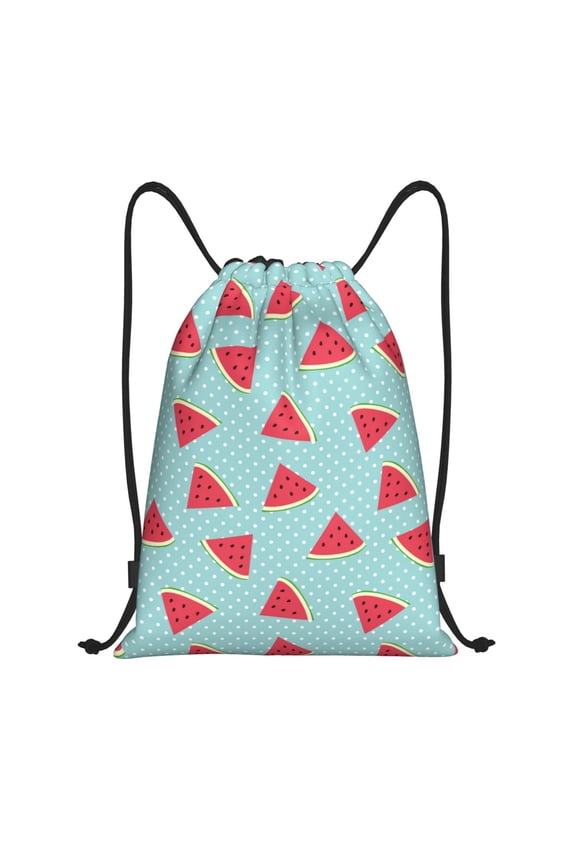 Watermelon Print Drawstring Backpack Bag,Waterproof Draw String Back Sack, Gym Drawstring Bags Swim Bag For Unisex