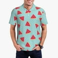 thumbnail image 1 of Kdxio Watermelon Print Men's Short Sleeve Polo Shirt,Midweight Men's Shirt, 1 of 6