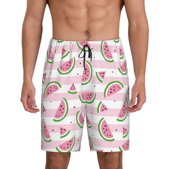 Kdxio Watermelon Print Mens Sleep Shorts Bottoms Soft Comfy Pajama Wear Pants with Drawstring Pockets