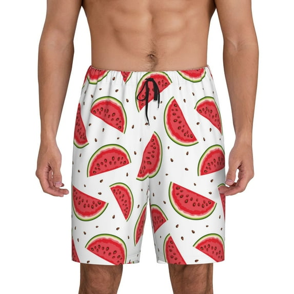 Kdxio Watermelon Print Mens Sleep Shorts Bottoms Soft Comfy Pajama Wear Pants with Drawstring Pockets