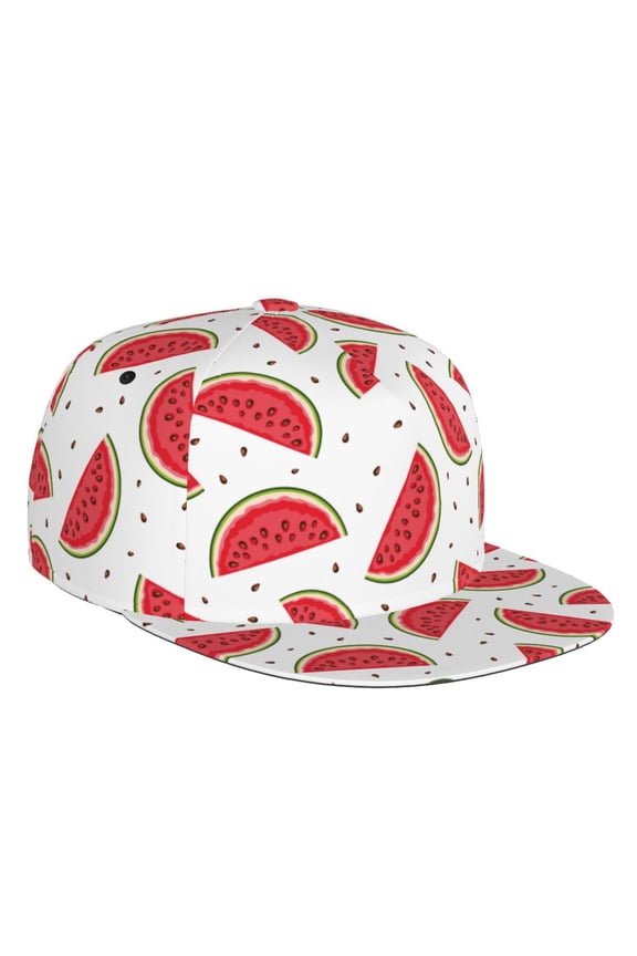 Watermelon Print Snapback Hat for Men Women,Adjustable Baseball Cap
