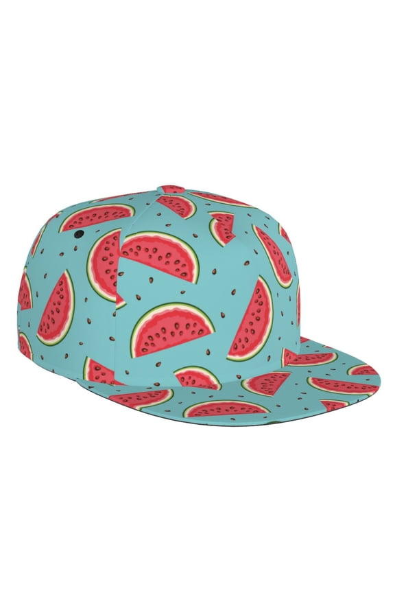 Watermelon Print Snapback Hat for Men Women,Adjustable Baseball Cap