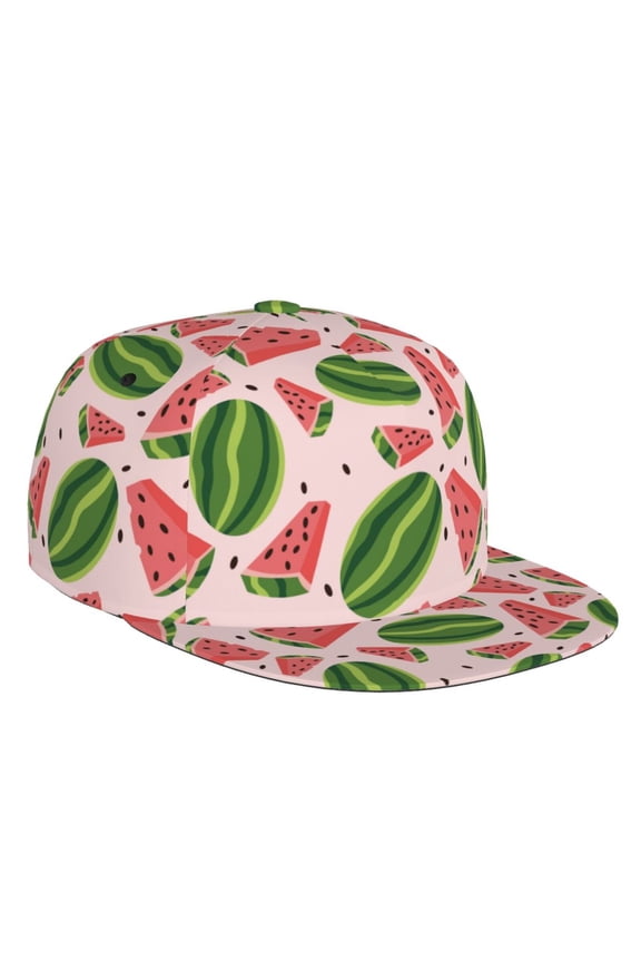 Watermelon Print Snapback Hat for Men Women,Adjustable Baseball Cap
