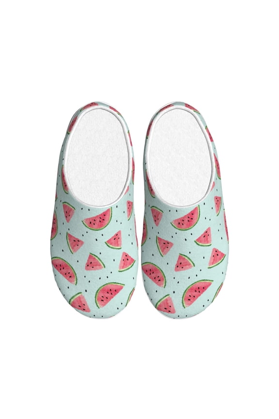 Watermelon Women's Men's Slippers Plush Slip-On House Slipper for Winter Indoor Soft Cushion Non-slip Fluffy Slides Slippers-39/40