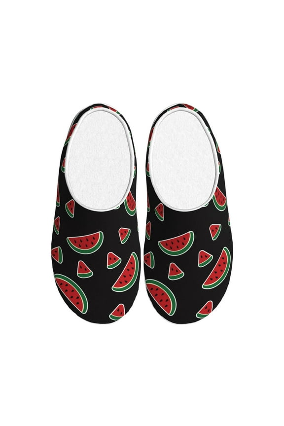 Watermelon Women's Men's Slippers Plush Slip-On House Slipper for Winter Indoor Soft Cushion Non-slip Fluffy Slides Slippers-39/40