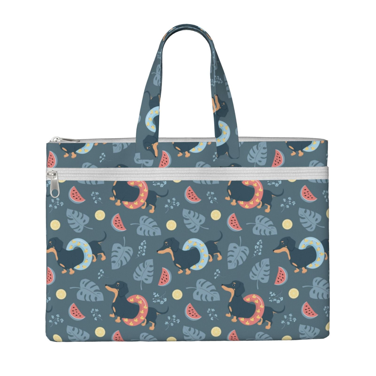 Kdxio Watermelons Dachshunds File Tote Document Bag Business Briefcase Bag Document Organizer Tote Briefcase for Letter A4 Files Business Teacher Office Bag