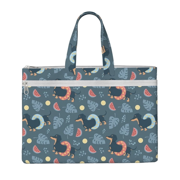 Kdxio Watermelons Dachshunds File Tote Document Bag Business Briefcase Bag Document Organizer Tote Briefcase for Letter A4 Files Business Teacher Office Bag