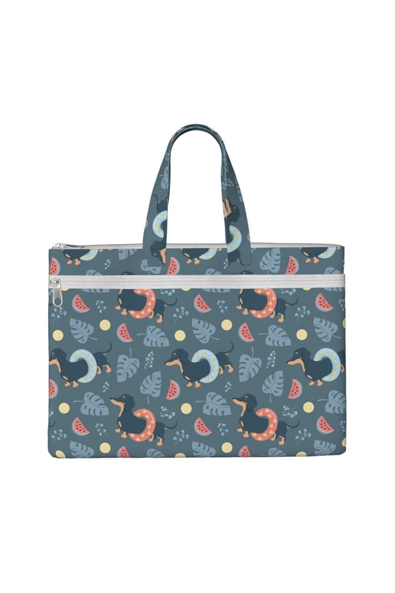 Watermelons Dachshunds File Tote Document Bag Business Briefcase Bag Document Organizer Tote Briefcase for Letter A4 Files Business Teacher Office Bag