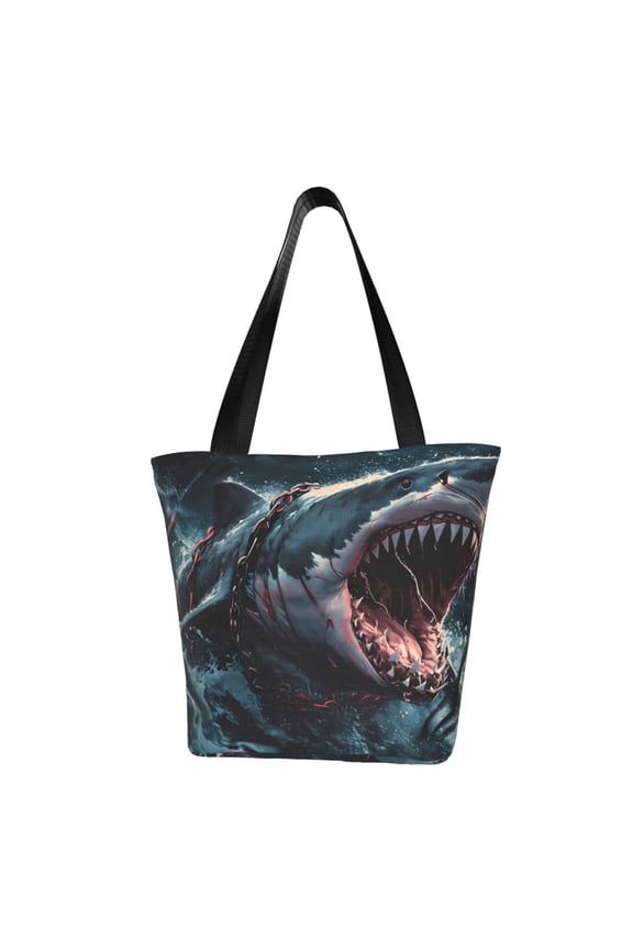 Wave Chain Shark Women Reusable Grocery Bags Foldable Ripstop,Reusable Shopping Bags for Shopping,Gym,Gift