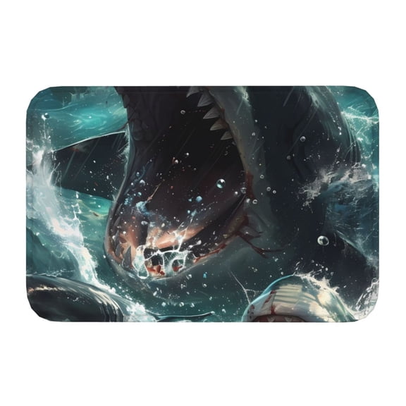 Kdxio Wave Ocean Animal Shark,16" x 24", Non-Slip Front Door Mats,Outdoor Welcome Mat Washable