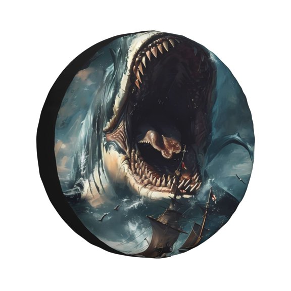 Kdxio Wave Sailboat Shark for Tire Cover Wheel Protectors Tyre Covers Weatherproof Wheel Covers Universal Fit for Trailer Rv SUV Truck Camper Travel Trailers 14 inch