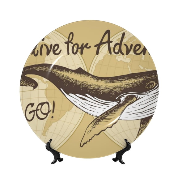 Kdxio We Live for Adventure Bone China Decorative Plate Ceramic Decorative Plate for Home Office Wall Stand Decorative Plates for Home Bedroom-6in