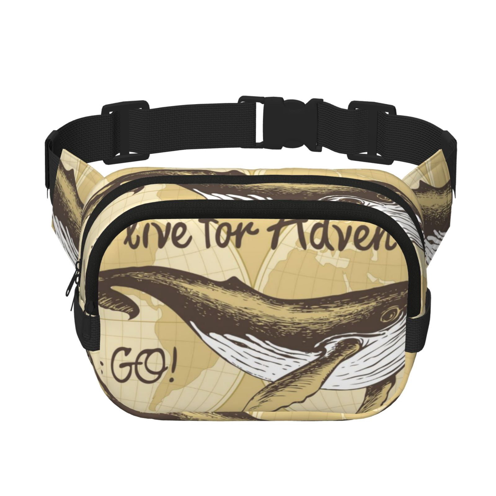 Kdxio We Live for Adventure Crossbody Double Layer Waist Bag Belt Bag for Unisex Fanny Pack Fashion Waist Packs for Hiking Running Shopping Traveling