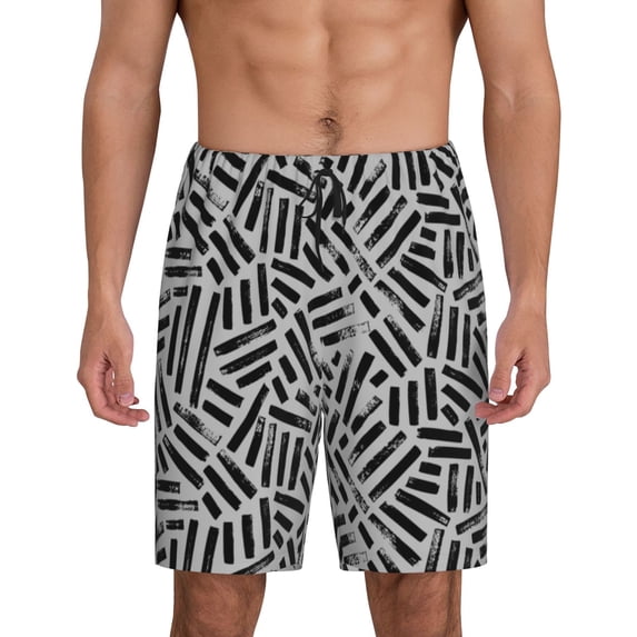 Kdxio Weave Geometric Print Mens Sleep Shorts Bottoms Soft Comfy Pajama Wear Pants with Drawstring Pockets