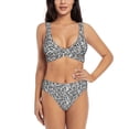 thumbnail image 1 of Kdxio Weave Geometric Print Women's 2 Piece High Waisted Wrap Spaghetti Strap Summer Swimsuit Bikini Set-Small, 1 of 7