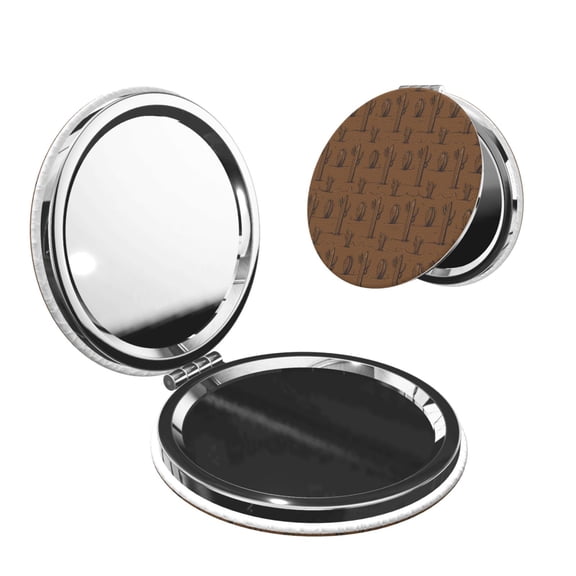Kdxio Western Cactus Pocket Mirror, 1X/2X Travel Makeup Mirror 2-Sided Folding Small Mirror Portable Double-Sided Magnifying Cosmetic Mirror for Gift-Round Shape