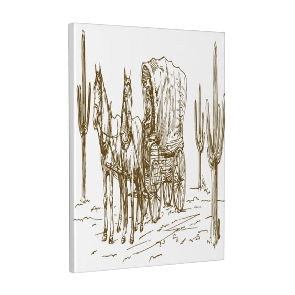 Kdxio Western Scenery With Old Wagon Pattern Canvas Wall Art 12x16 Inches - Waterproof HD Print Solid Wood Frame for Living Room & Bathroom,Vertical