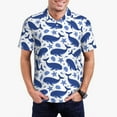 thumbnail image 1 of Kdxio Whale Print Men's Short Sleeve Polo Shirt,Midweight Men's Shirt, 1 of 6