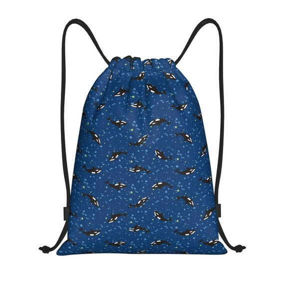Kdxio Whales Swim Print Drawstring Backpack Bag,Waterproof Draw String Back Sack, Gym Drawstring Bags Swim Bag For Unisex