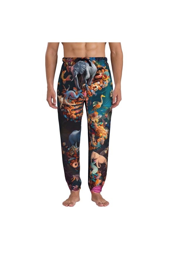 Whimsical Animal Spiral Pattern Joggers,Sweatpants for Men with Pockets-Small