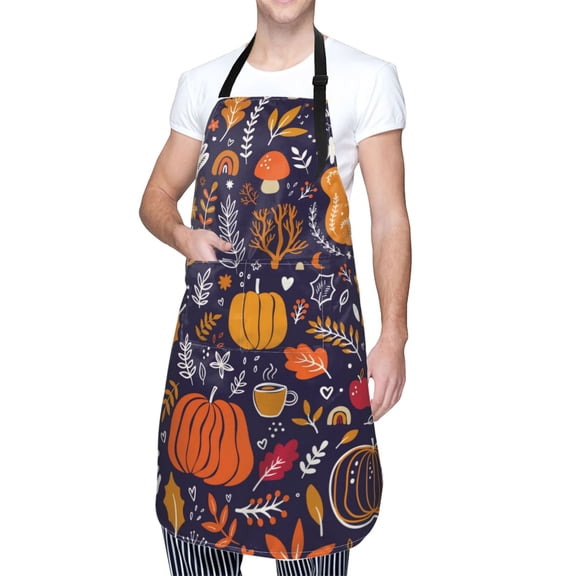 Kdxio Whimsical Autumn Forest Apron with Pockets Adjustable Kitchen Aprons for Men Women Waterproof Aprons for Cooking,Drawing,Crafting, Baking Household Cleaning