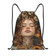thumbnail image 1 of Kdxio Whimsical Flower Crown Maiden Print Drawstring Backpack Bag,Waterproof Draw String Back Sack, Gym Drawstring Bags Swim Bag For Unisex, 1 of 5