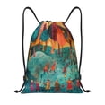 thumbnail image 1 of Kdxio Whimsical Forest Scene Print Drawstring Backpack Bag,Waterproof Draw String Back Sack, Gym Drawstring Bags Swim Bag For Unisex, 1 of 5