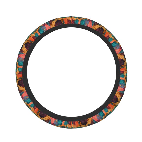 Kdxio Whimsical Forest Scene Print Elastic Stretch Steering Wheel Cover,Auto Steering Wheel Cover,15 Inch Anti-Slip,Warm in Winter and Cool in Summer,Fit Suvs,Vans Cars,Trucks