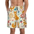 thumbnail image 1 of Kdxio Whimsical Fox Floral Garden Pattern Mens Casual Shorts - Drawstring Summer Beach Sports Shorts for Men, 1 of 5