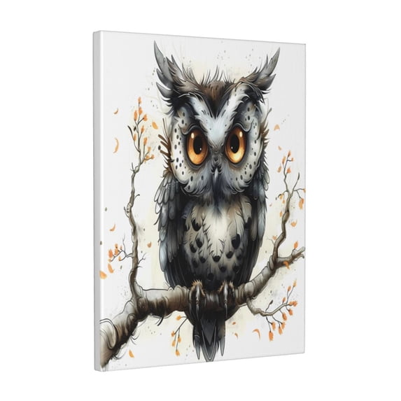 Kdxio Whimsical Owl On Branch Pattern Canvas Wall Art 12x16 Inches - Waterproof HD Print Solid Wood Frame for Living Room & Bathroom,Vertical