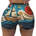 thumbnail image 1 of Kdxio Whimsical Sailboat Ocean Art Print Workout Shorts for Women Seamless Soft Smooth Gym Yoga Scrunch Active Shorts, 1 of 5