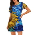 thumbnail image 1 of Kdxio Whimsical Sunflowers Night Sky Pattern Womens Short Sleeve Sleepshirt Scoopneck Cute Nightdress Ruffle Comfy Nightgown, 1 of 6
