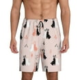 thumbnail image 1 of Kdxio White And Black Rabbit Print Mens Sleep Shorts Bottoms Soft Comfy Pajama Wear Pants with Drawstring Pockets, 1 of 7