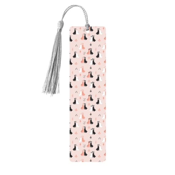 Kdxio White And Black Rabbit Print Metal Tassel Bookmarks,Perfect Gift for Art Lovers and Bookworms Metal Bookmarks for Women