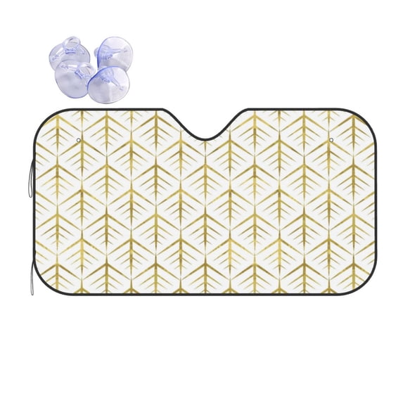 Kdxio White And Gold Geometry Print Front Windshield Sun Shade,Folding Auto Sunshade for Car Truck SUV-