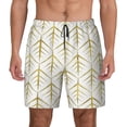 thumbnail image 1 of Kdxio White And Gold Geometry Print Men'S Swim Trunks With Compression Liner 7 Inch Inseam Quick Dry Swim Shorts, 1 of 7