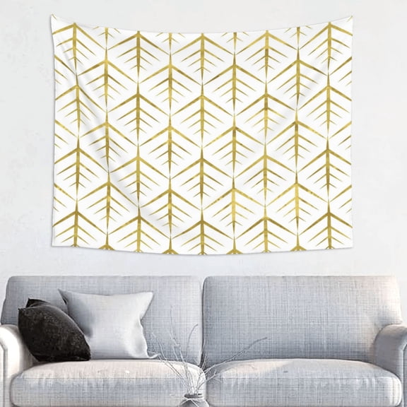 Kdxio White And Gold Geometry Wall Hanging Tapestries Banner For Bedroom College Dorm Home Living Room Party Decor 29X37 In