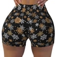 thumbnail image 1 of Kdxio White And Yellow Snowflakes Print Workout Shorts for Women Seamless Soft Smooth Gym Yoga Scrunch Active Shorts, 1 of 5