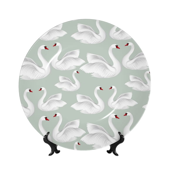 Kdxio White Birds Bone China Decorative Plate Ceramic Decorative Plate for Home Office Wall Stand Decorative Plates for Home Bedroom-10in